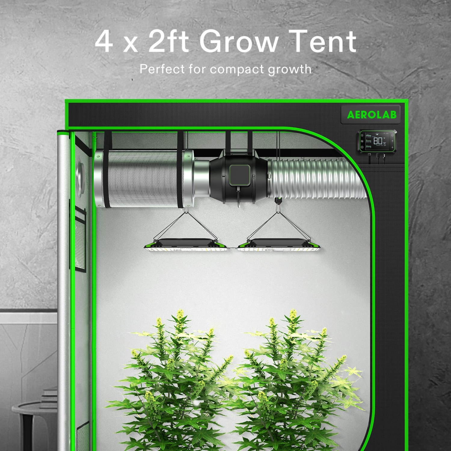 AeroLab 4x2 ft Grow Tent 48''x24''x60''