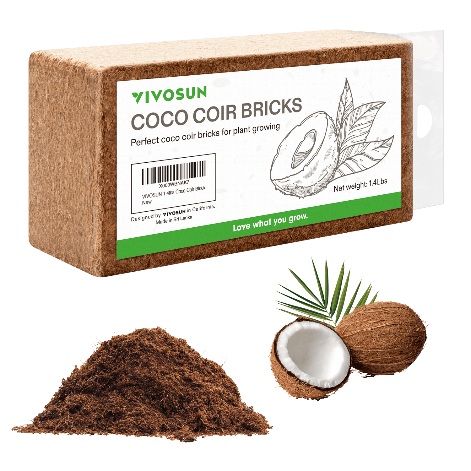 その他 Coco. Coco Coir Brick, 1.4lbs 100% Natural Organic Compressed Coconut