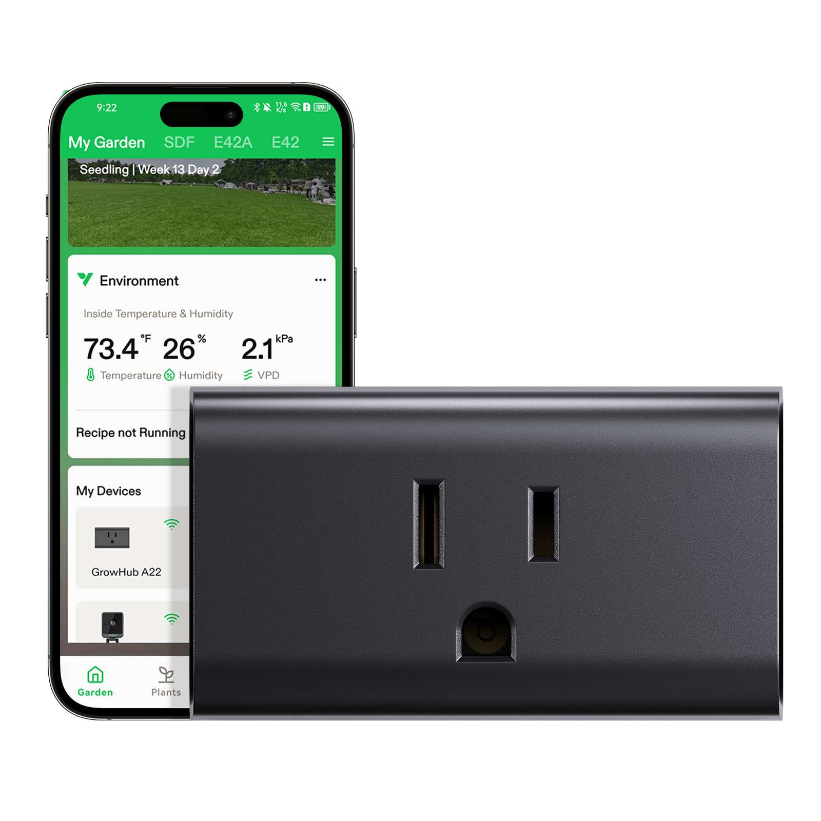 GrowHub A10 Controller Smart Plug 1800W Remote Control Compatible App Grow Tent