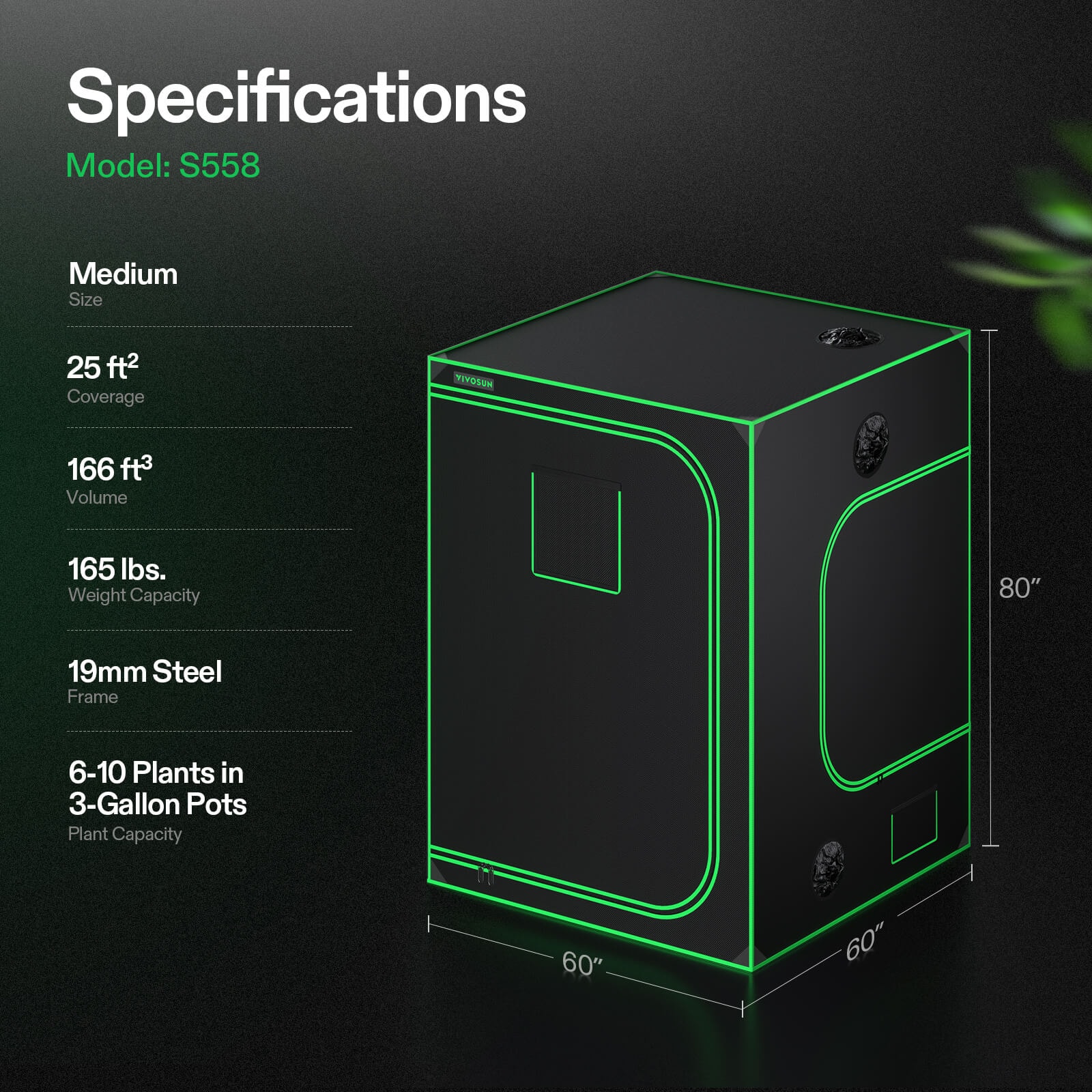 Vivosun 60x60x72 Indoor Grow Tent Roof Cube Tent With Obeservation Window And Floor Tray For