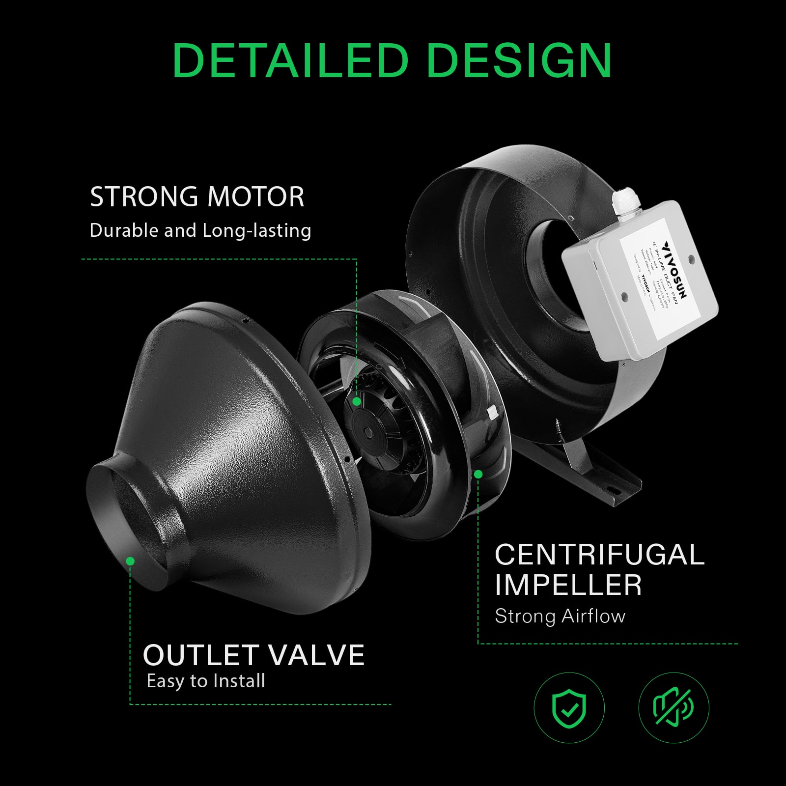 VIVOSUN 4" 6" 8" inch Inline Duct Fan w/ Speed Controller & Carbon Filter Combo 