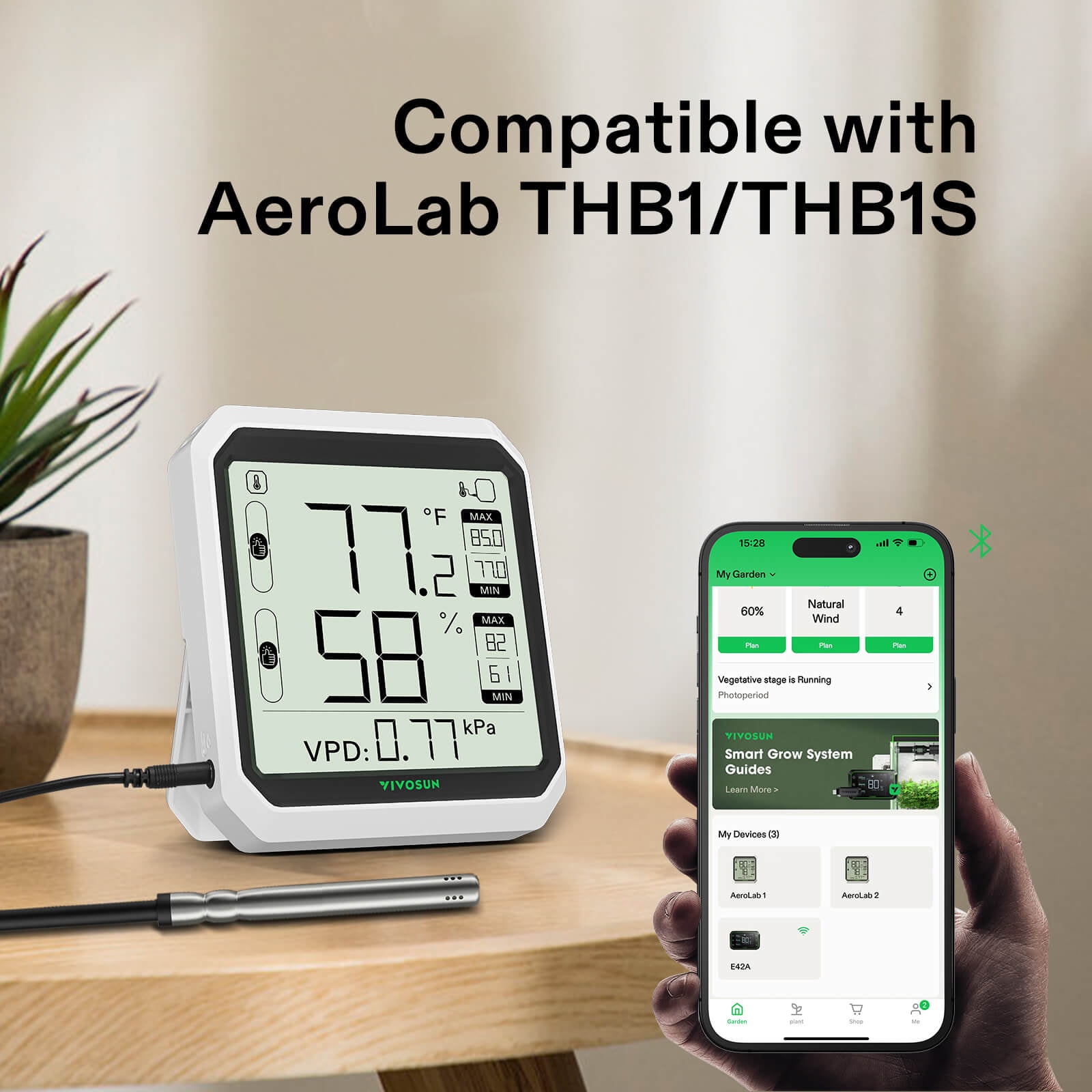  VIVOSUN AeroLab THB1 Wireless Bluetooth Hygrometer