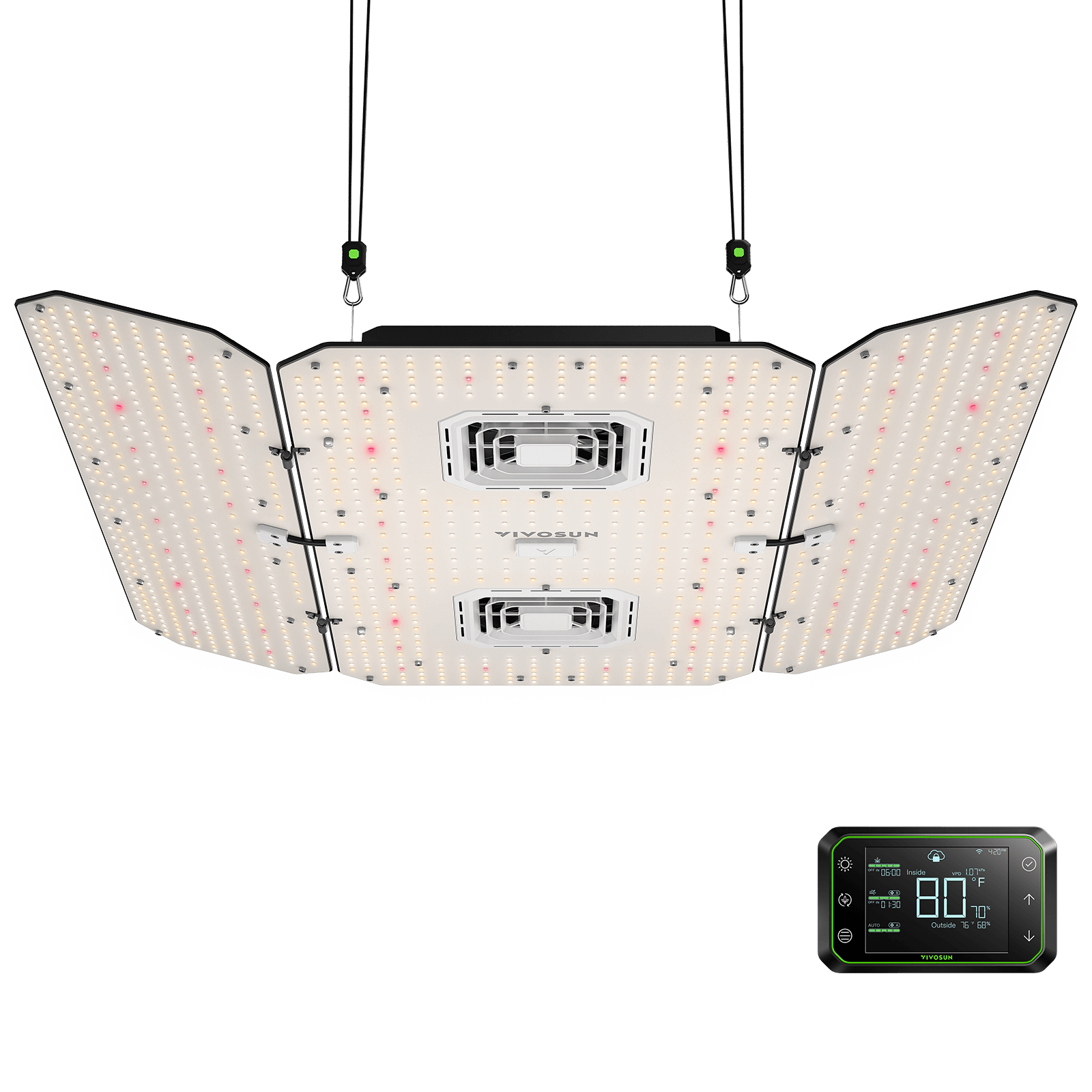 Lampe De Croissance LED VIVOSUN AeroLight 200W - Ventilateur Intégré, Contrôleur GrowHub - Pour Culture Indoor