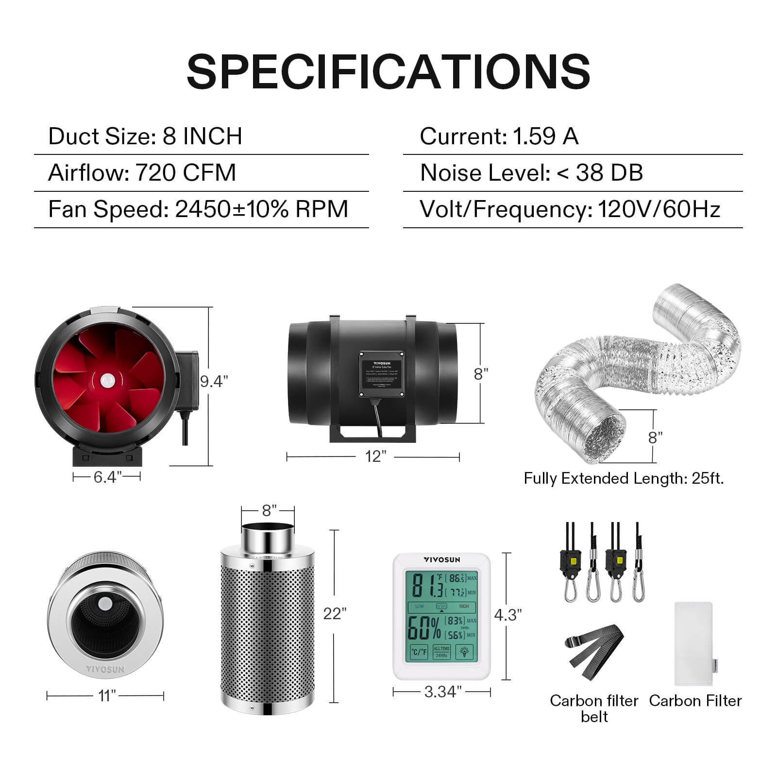 VIVOSUN 6 Inch 390 CFM Inline Fan with Speed Controller, 6 Inch