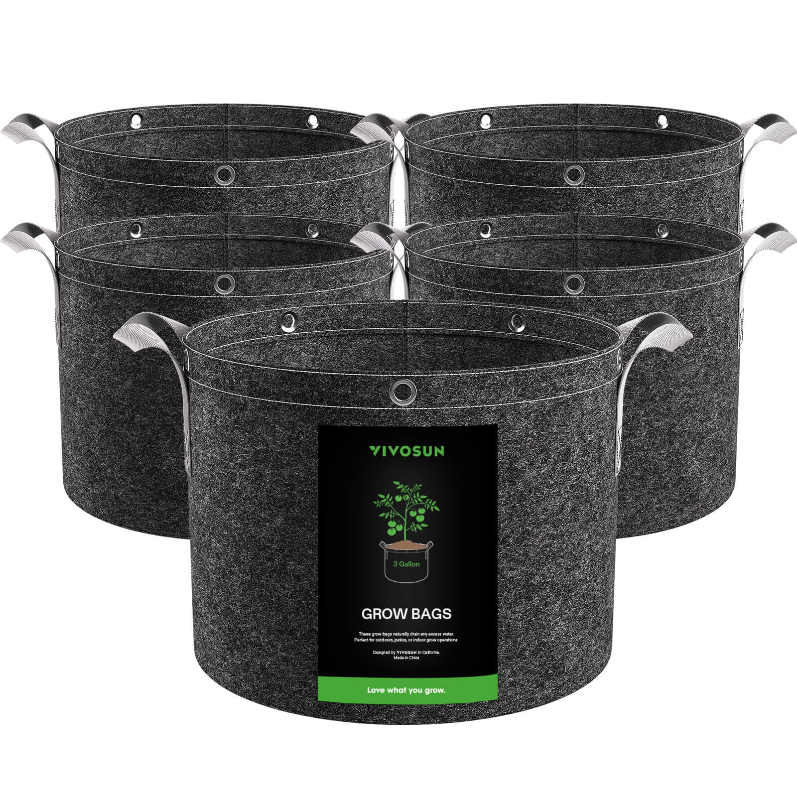  5-Pack 7 Gallon Plant Grow Bags Thickened (14x12 inch