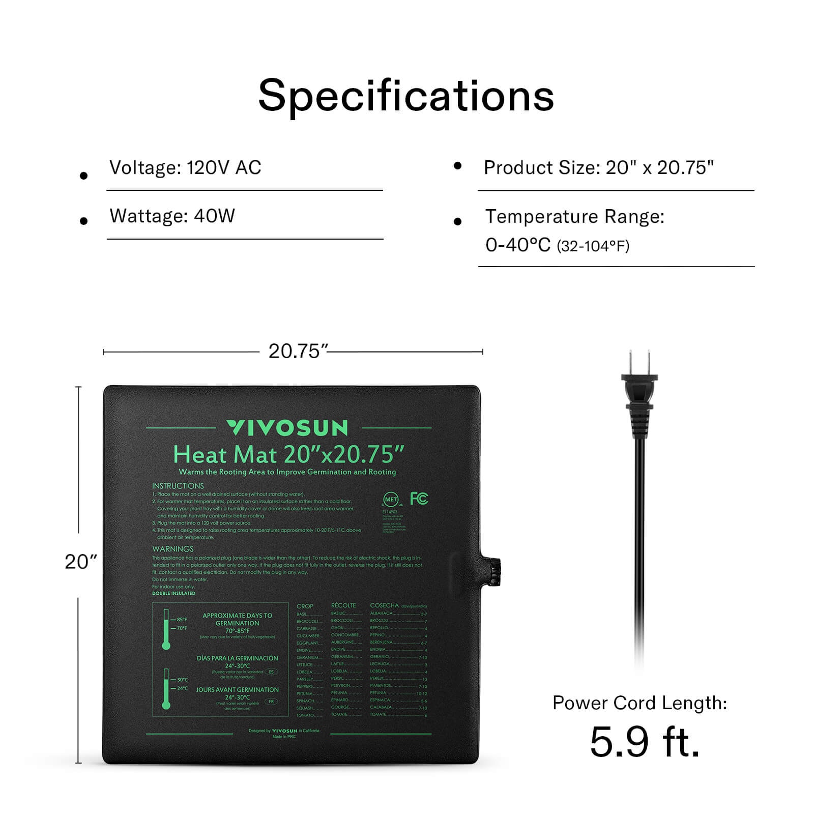 10''X20.75'' Seeding Heat Mat Digital Thermostat kits USA MSRP 49.99 USD -  Mars Hydro Wholesale