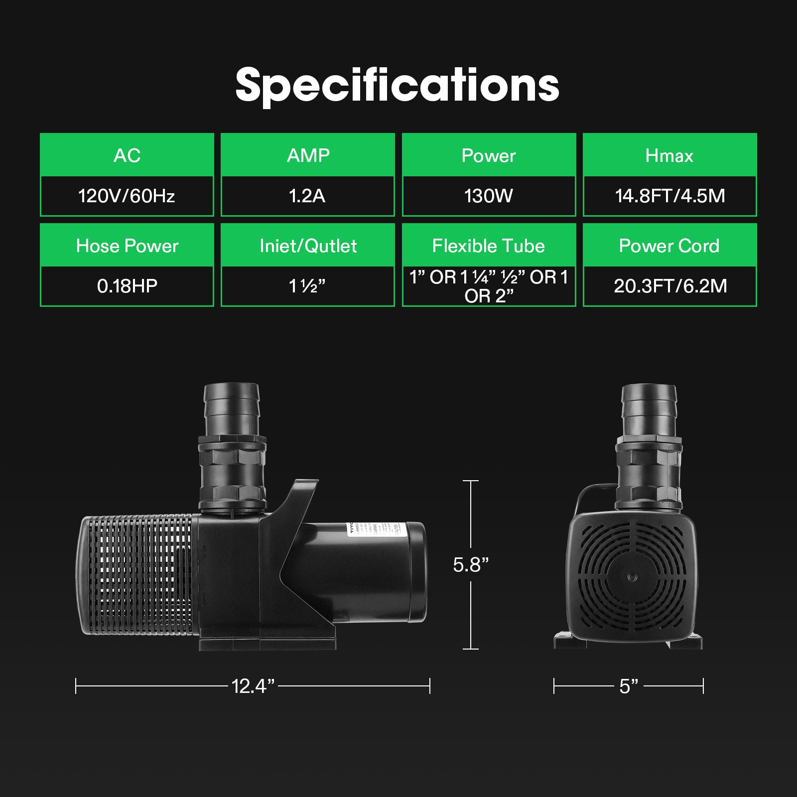EXLECO Pompa Acqua 500L/H 7W 230V Pompa Sommersa Per Acquario Pompa Per Laghetto Sommergibile Pompe Fontana Pompe Filtro Pompa Di Alimentazione Pompe Sommergibili Con Spina Per Piscina Stagno Étang - Foto 3