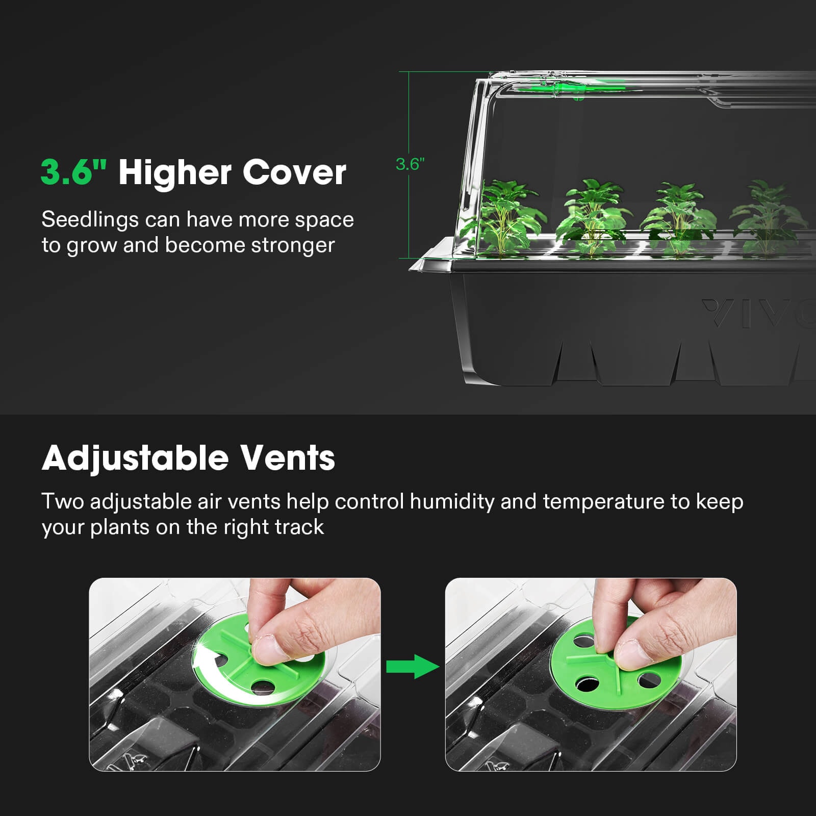 Phewnyzo Self-Watering Seed Starter Tray Kit With Grow Light And Humidity Dome 3 Color Light 5-Pack 60-Cell Germination Trays