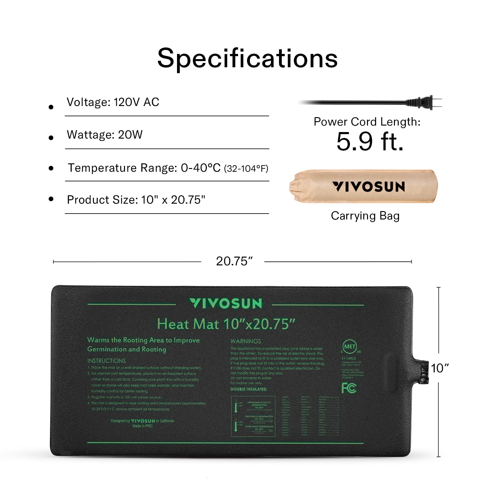 VIVOSUN Digital Seedling Heat Mat Thermostat Controller 68-108℉ 