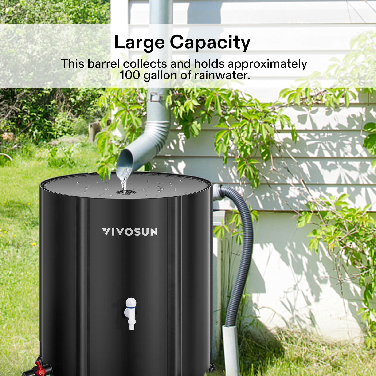 Collapsible Rain Barrel, 100 Gallon, BlackCollapsible Rain Barrel, 100 Gallon, Black  