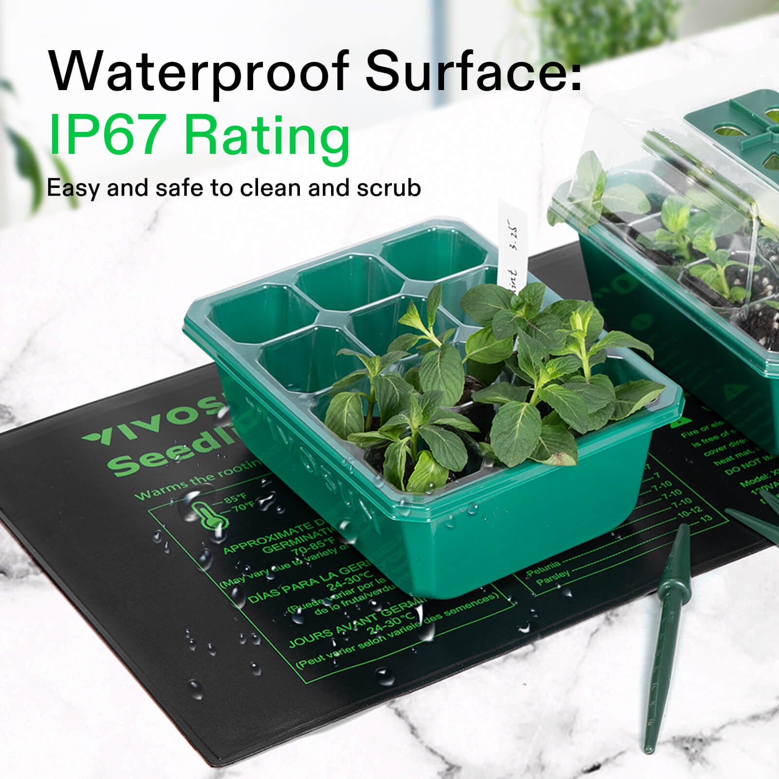 VIVOSUN 72-Cell Seed Starter Kit With 10 In. X 20.75 In. Seedling Heat Mat And Controller 6 Pack Sst H 0001