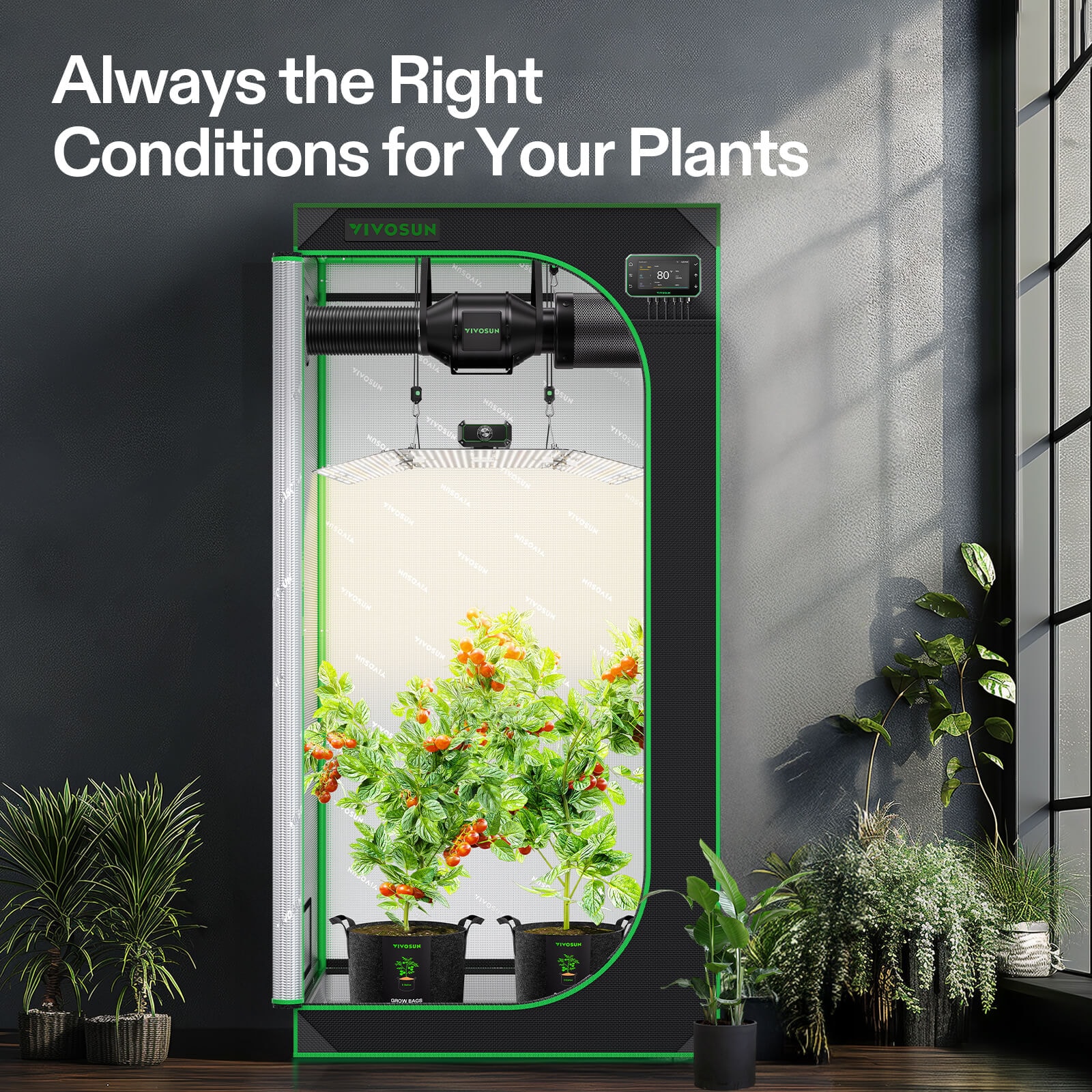 Smart Grow Tent Kit, 4 × 2ft 2-Plant System, WiFi-Integrated