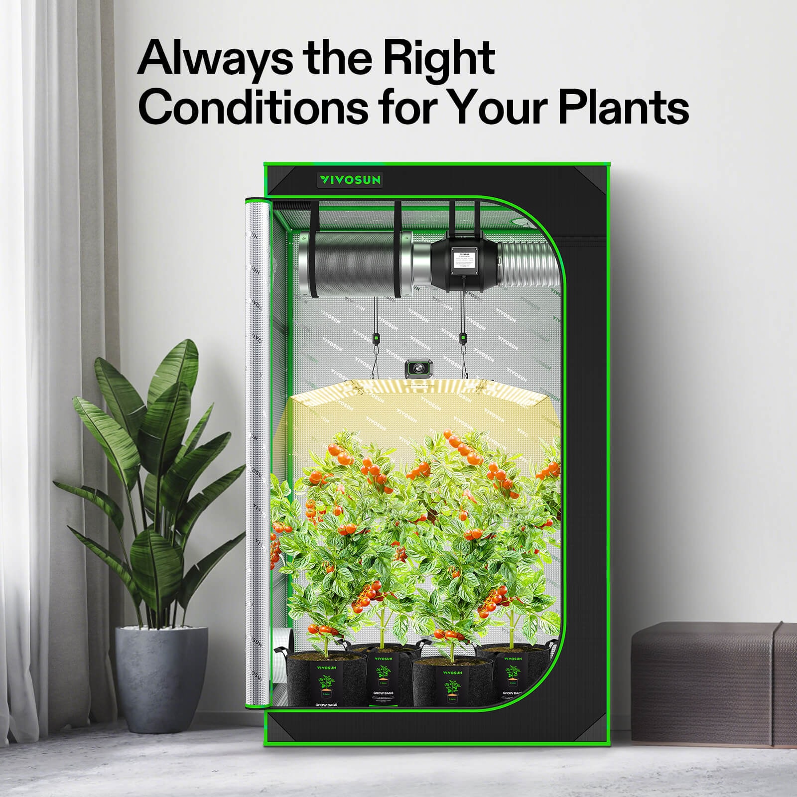 グロウテントセット　VIVOSUN Starter Grow Tent Kit, 3 × 3ft 3-Plant System, WiFi-Controlled
