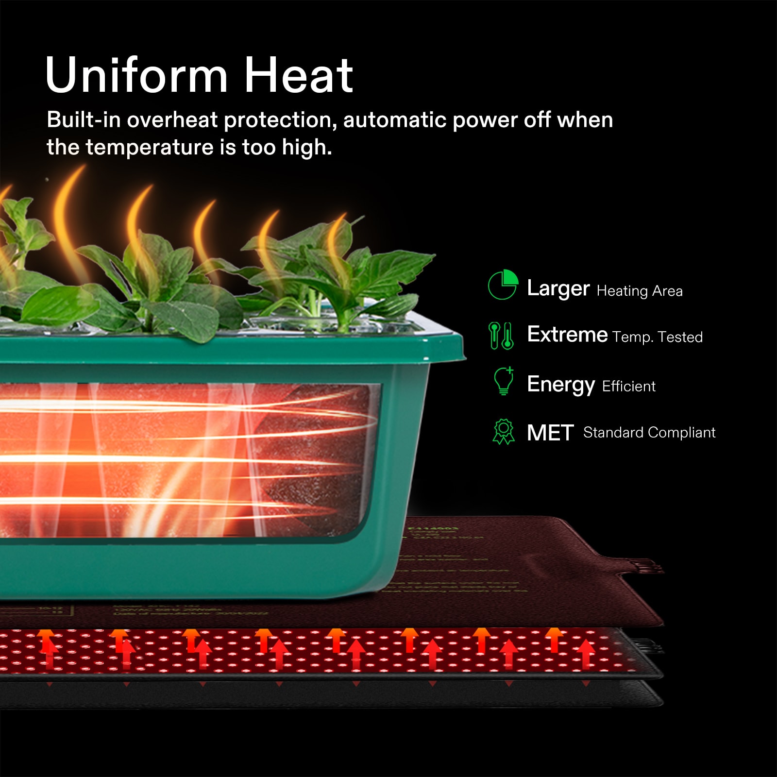 SUNCORE S3, Seedling Heat Mat with Heat Controller, IP-67 Waterproof, 10 x  20.75 - AC Infinity