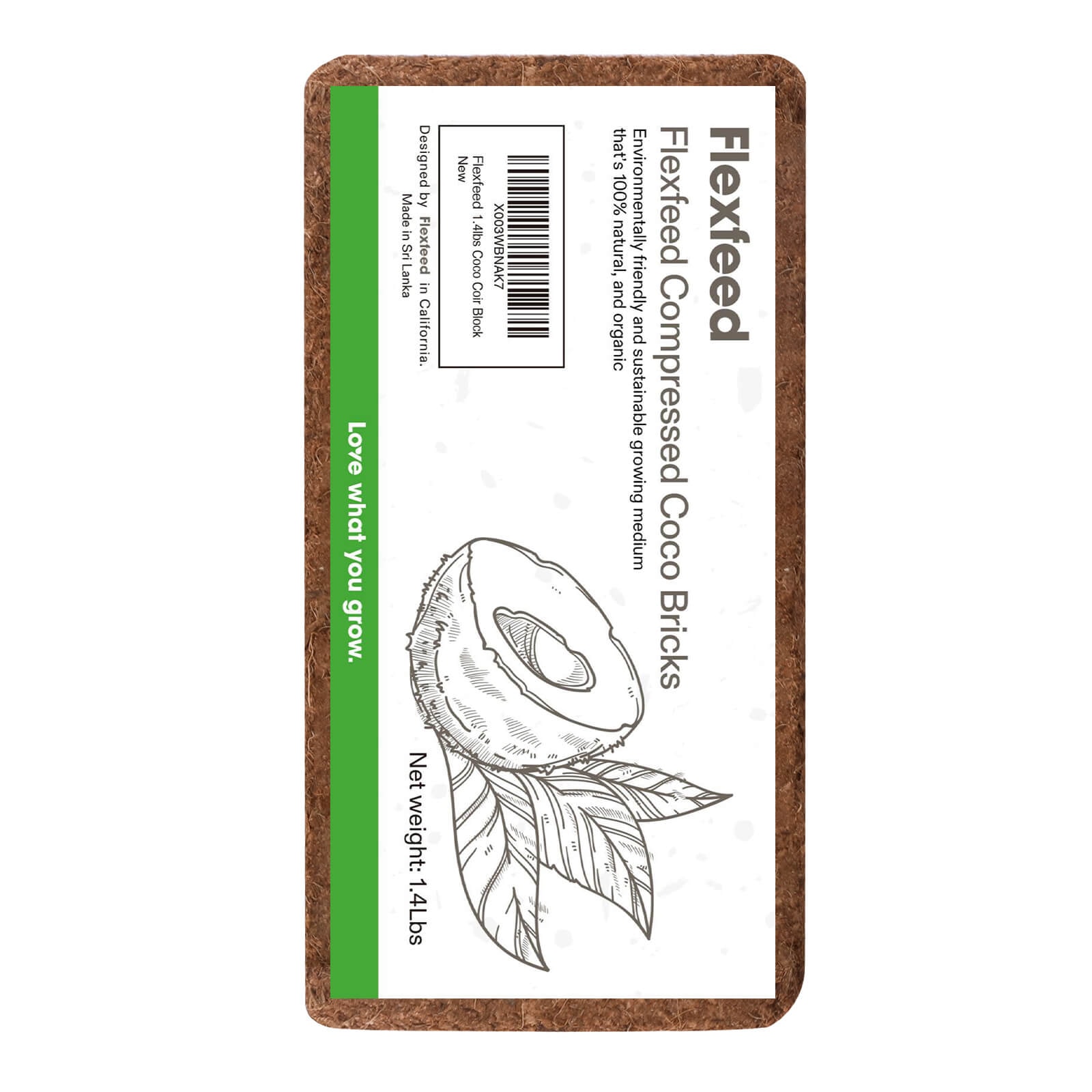 FlexFeed Coco Coir Brick, 11lbs 100% Natural Organic