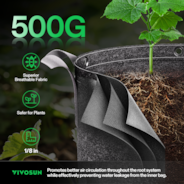 7 Gallon Grow Bags 5-Pack Black Thickened Nonwoven Fabric Pots with Handles, Multi-Purpose Rings