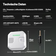 4-in-1 Sensor, Temperatur- & Luftfeuchtigkeitssensor mit CO₂- und Lichtmessung, VPD Monitoring, nur kompatibel mit GrowHub E42A+