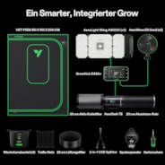Smart Growbox Komplettset GIY-SGS-55 Pro 150 x 150 x 200 cm, Komplettsystem für 6 Pflanzen, mit WiFi E42A+ Controller, 3 x 200W AeroLight Wing LED Pflanzenlampe, 15 cm AeroZesh T6 Abluftset und AeroWave E6 Gen2 Gen2 Clip Fan