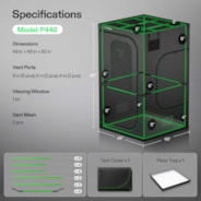 Grow Tent Pro 4x4 P448, High Reflective Mylar with 2000D Oxford Canvas & Heavy-Duty Metal Support 48"x48"x80"
