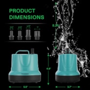 660GPH 40W Submersible Pump for Fish Tank, Pond, Aquarium, Hydroponic Systems with 5ft Power Cord and 4 Nozzles