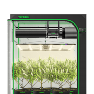 Smart Grow Tent Kit 5x5 Complete Indoor Grow System with Smart Controller, Full-Spectrum LED Grow Light & Ventilation Automation System, 1680D Mylar Tent 60"x60"x80"