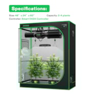 Smart Grow Tent Kit GIY-SGS-42 Lite 2x4, 2-Plant Complete System, with WiFi E42A Controller, 200W VS2000 LED Grow Light, 4-inch AeroZesh G4 Ventilation Combo, and AeroWave E6 Clip-on Fan