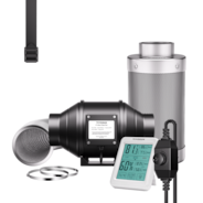 Air Filtration Kit R4 4″, Inline Fan R4 with Variable Speed Controller, Thermometer, Carbon Filter & Ducting Combo