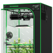 Smart Grow Tent Kit GIY-SGS-33 Pro 3x3, 3-Plant Complete System, with WiFi E42A Controller, 200W AeroLight Wing LED Grow Light, 4-inch AeroZesh T4 Ventilation Combo, and AeroWave E6 Gen2 Clip-on Fan
