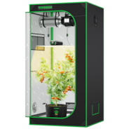 Starter Grow Tent Kit, 2.7 × 2.7ft 2-Plant System, WiFi-Controlled Grow System with Full Spectrum LED Grow Light, Automatic Ventilation, GrowHub Outlet A22 with Temperature and Humidity Sensor