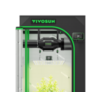 Smart Grow Tent Kit 2x2 Complete Indoor Grow System with Smart Controller, Full-Spectrum LED Grow Light & Ventilation Automation System, 1680D Mylar Tent 24"x24"x48"