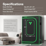 Grow Tent Pro 2x4 P426, 2-4 Plants Use, Large Front Window, 24″ x 48″ x 72″, For Indoor Plants Growing