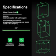 16mm Grow Tent Pole-A for 2x4 Tent 1-Piece, Only for Vivosun Grow Tents