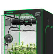 Smart Grow Tent Kit GIY-SGS-44 Pro 4x4, 4-Plant Complete System, with WiFi E42A Controller, 4x 100W AeroLight LED Grow Light, 6-inch AeroZesh T6 Ventilation Combo, and AeroWave E6 Clip-on Fan