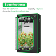 CLEARANCE | Smart Grow Tent Kit GIY-SGS-32 2x3, 2-Plant Complete System, with WiFi E42A+ Controller, 100W AeroLight SE LED Grow Light, and 4-inch AeroZesh G4 Ventilation Combo