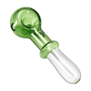 4” Classic Spoon Pipe, Glass Dry Pipe with Single Hole Push Bowl, Green
