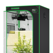 Smart Growbox Komplettset 80×80 cm, 2-Pflanzen System Vollautomatisches Grow-Setup mit WLAN-Steuerung, GrowHub E42A+ Controller, 150W Full-Spectrum LED Pflanzenlampe und 10cm AeroZesh G4 Abluftset