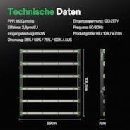 VSFD6500 Vollspektrum LED Pflanzenlampe Lichtbalken 650W, abnehmbares Design mit 6 Dimmoptionen, 120 x 120 cm Abdeckfläche