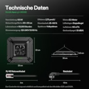 AeroLight A100SE Vollspektrum LED Pflanzenlampe 100W, mit Integriertem Zirkulationsventilator, Kompatibel mit App, 60 x 60 cm Abdeckfläche