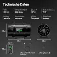 AeroZesh T8 Inline Fan 8″ with E12 Speed Controller, PWM-Controlled EC Fan for Grow Tent Ventilation
