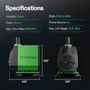 800GPH Submersible Pump(3000L/H, 24W)