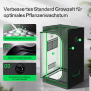 Smart Growbox Komplettset 60 x 60 x 120 cm, Komplettes Grow-Set mit GrowHub E42A+, 1680D Mylar Growzelt, Vollspektrum LED Pflanzenlampe und effizientem Belüftungssystem