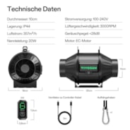 AeroZesh T4 Inline Fan 4″ with E12 Speed Controller, PWM-Controlled EC Fan for Grow Tent Ventilation