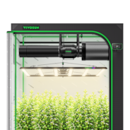 Smart Growbox Komplettset 150 x 150 x 200 cm, Komplettsystem für 6 Pflanzen, mit WiFi E42A+ Controller, 1 x 750W LumaLight LED Pflanzenlampe und 15 cm AeroZesh G6 Abluftset