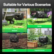 Tumbling Composter Dual Rotating Batch Compost Bin 43 Gallon Black