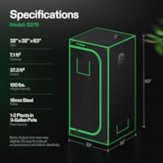 Grow Tent 2.7x2.7 S276, 1-2 Plants Use, 600D Light-proof Oxford, 32″ x 32″ x 63″, For Indoor Plants Growing