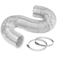 4 Inch 25 Feet Non-Insulated Flex Air Aluminum Ducting, w/Two 4 Inch Stainless Steel Clamps