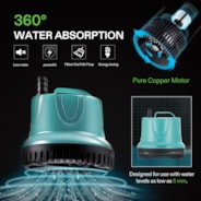 850GPH 60W Submersible Pump for Fish Tank, Pond, Aquarium, Hydroponic Systems with 5ft Power Cord and 4 Nozzles