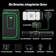 Smart Grow Tent Kit GIY-SGS-44 Pro 4x4, 4-Plant Complete System, with WiFi E42A+ Controller, 2x 200W AeroLight Wing LED Grow Light, 6-inch AeroZesh T6 Ventilation Combo, and AeroWave E6 Gen2 Clip-on Fan