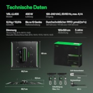 LumaLight LED Pflanzenlampe – Vollspektrum Pflanzenlampe, 400W, Smart Dimmbar & High-PPFD für Indoor-Pflanzen, Setzlinge, Gemüse & Blüte