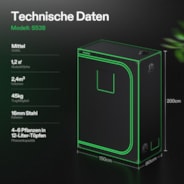 Growbox 150x80x200cm S538, für 4–6 Pflanzen, 600D lichtdichtes Oxford-Gewebe, für den Indoor-Pflanzenanbau
